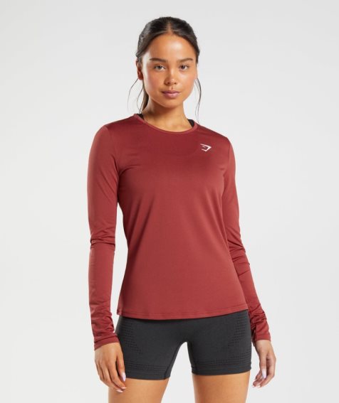 Women's Gymshark Training Long Sleeve Top T-Shirts Red | CA 7153N6